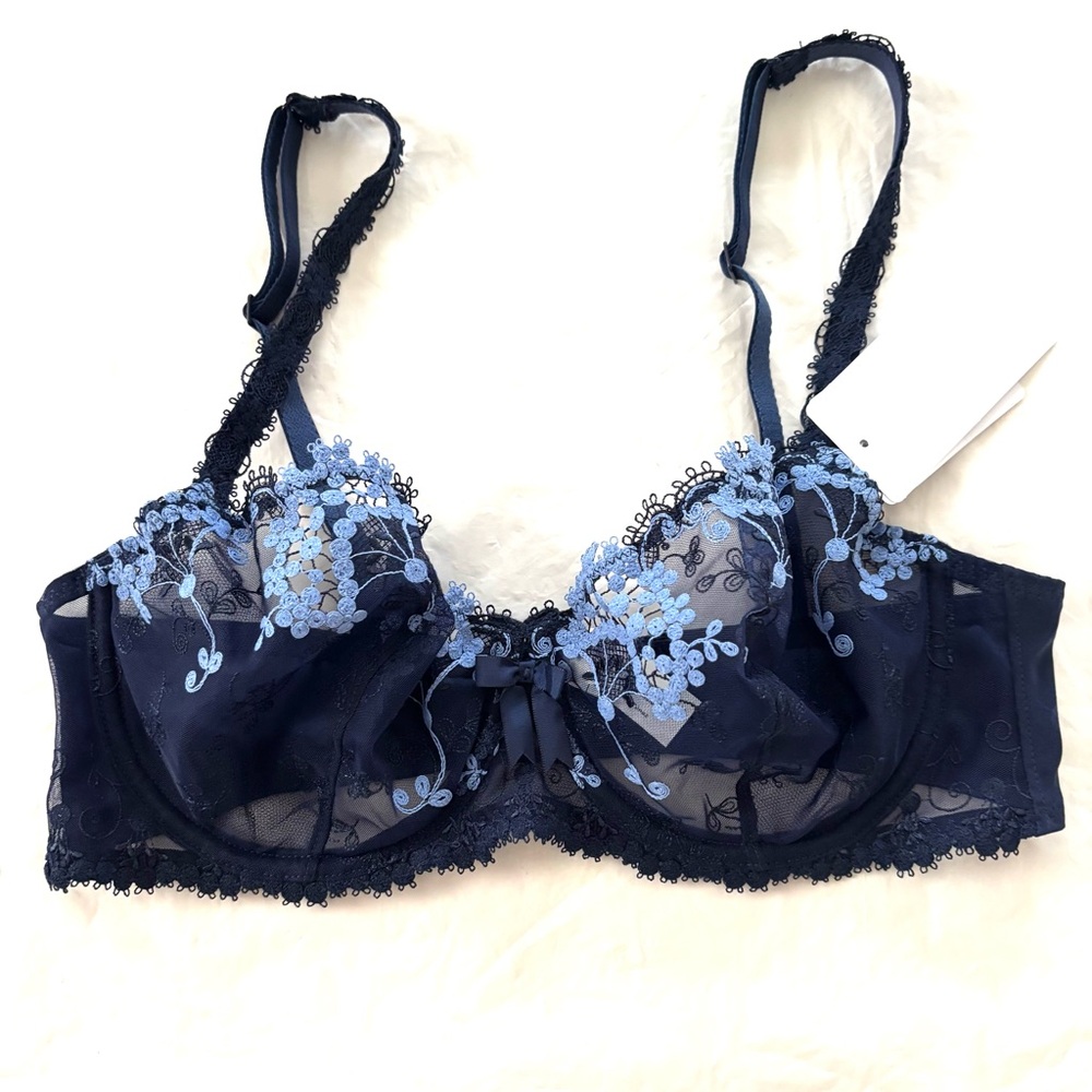 NWT Simone Perele Blue Wish Lace Demi Cut Bra SZ 34D - Picture 12 of 13